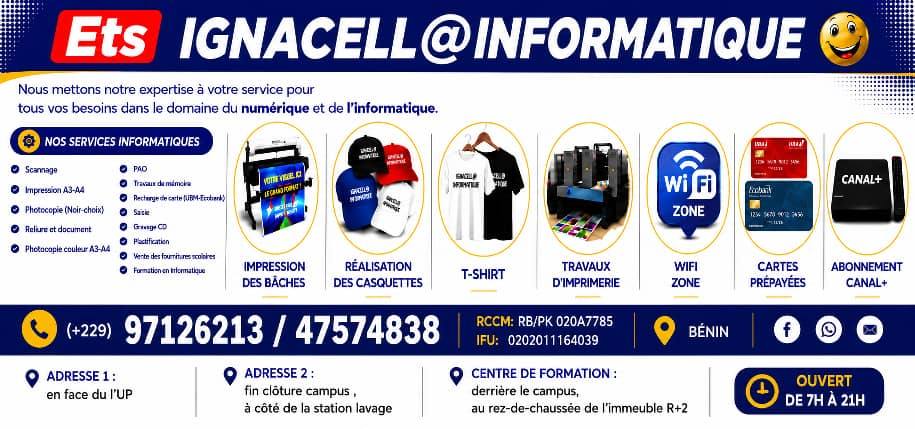 Bannière officielle ignacell@ Informatique : services, adresses et contacts