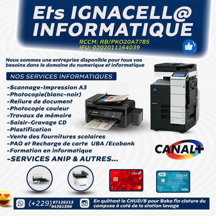 Affiche officielle des services informatiques ignacell@